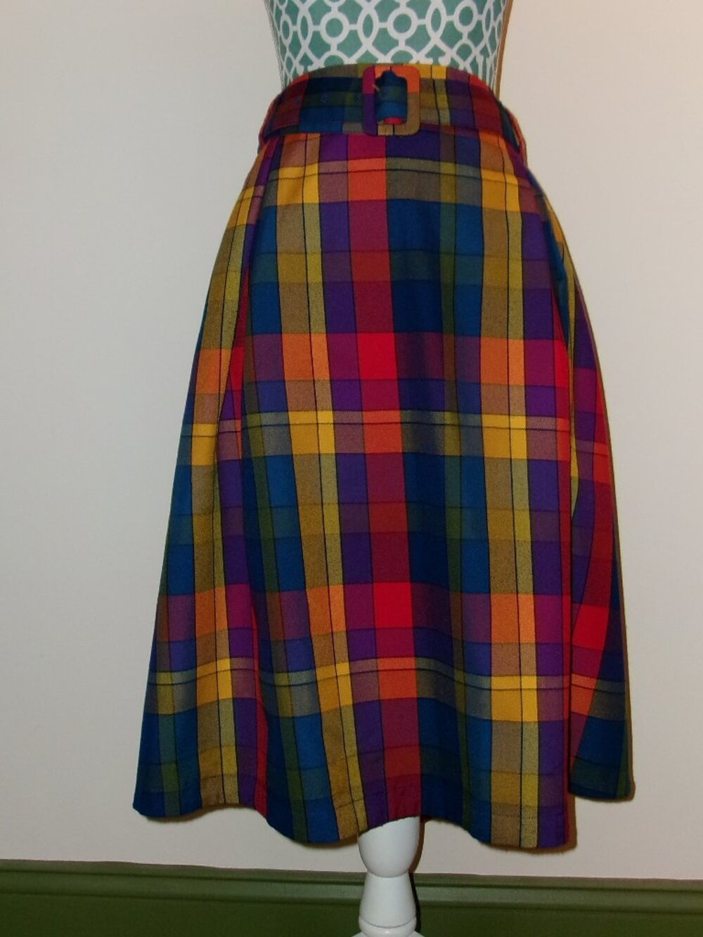 Modcloth RARE twirled series retro maximalist preppy plaid fall swing skirt, 1x - Picture 5 of 5